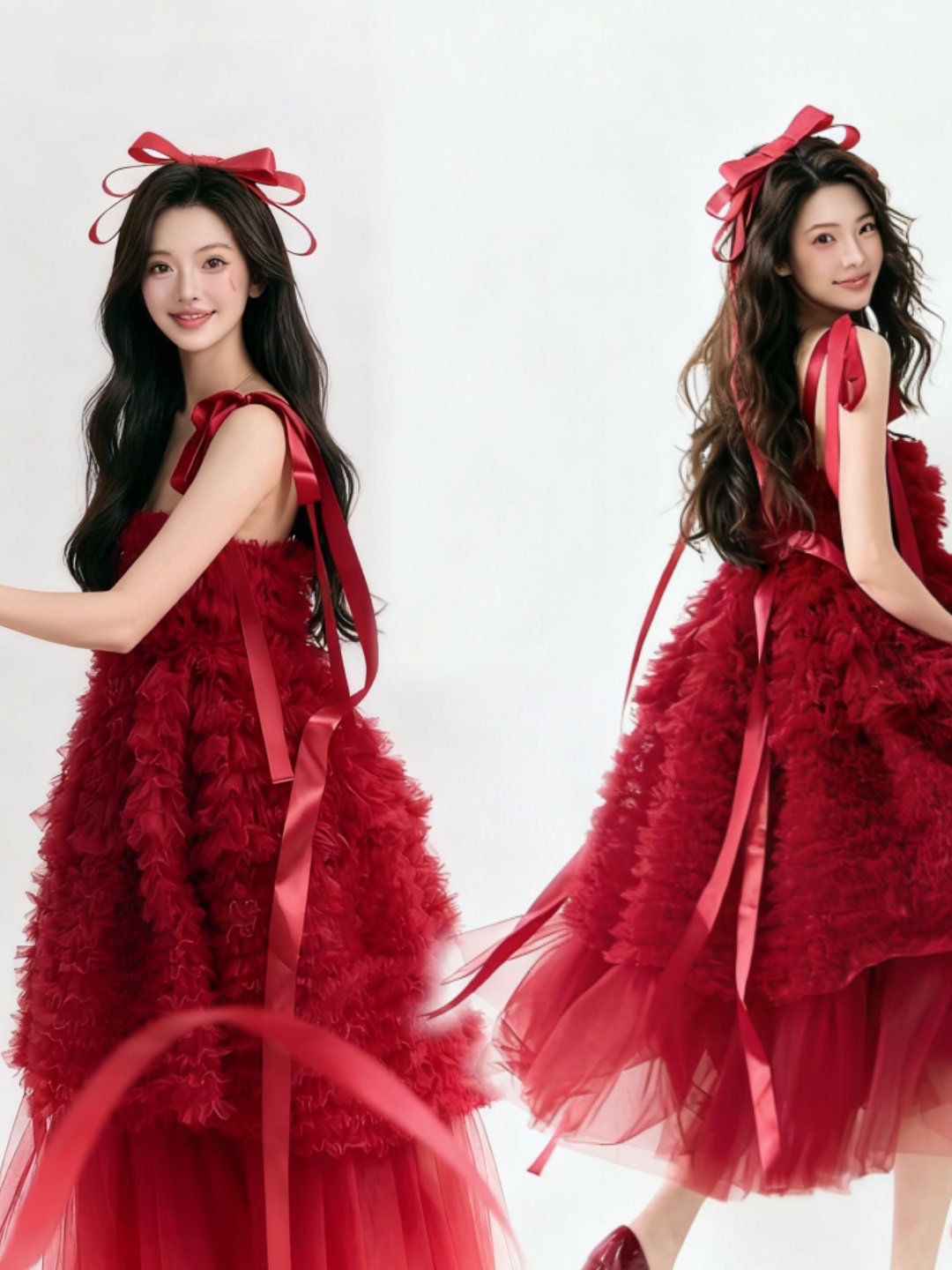 Photography Studio - Red Tulle Skirt Artistic Birthday Photography