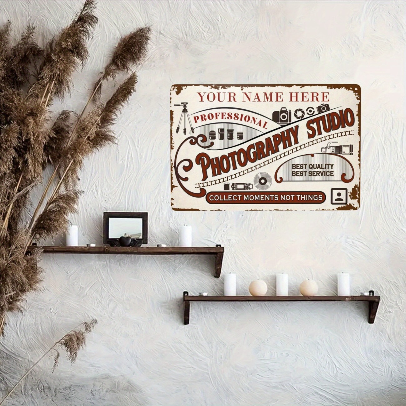 Custom Name Text Metal Sign Pe - Photography Studio ulasan dan harga