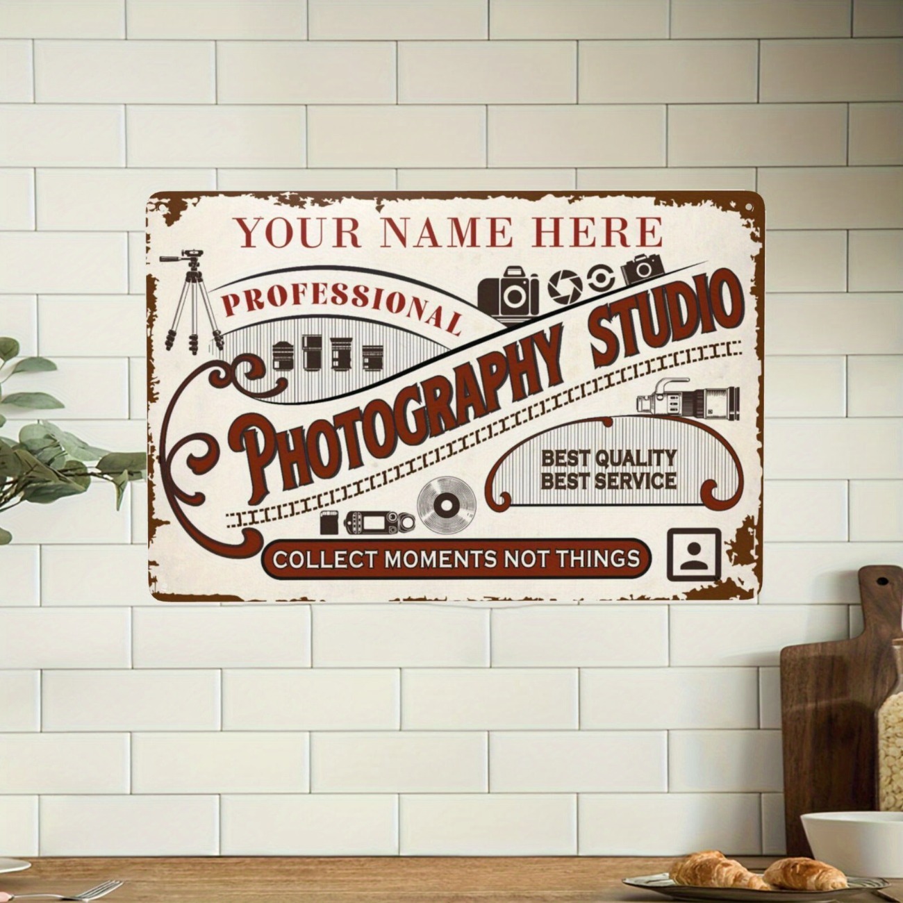 Custom Name Text Metal Sign Pe - Photography Studio ulasan dan harga
