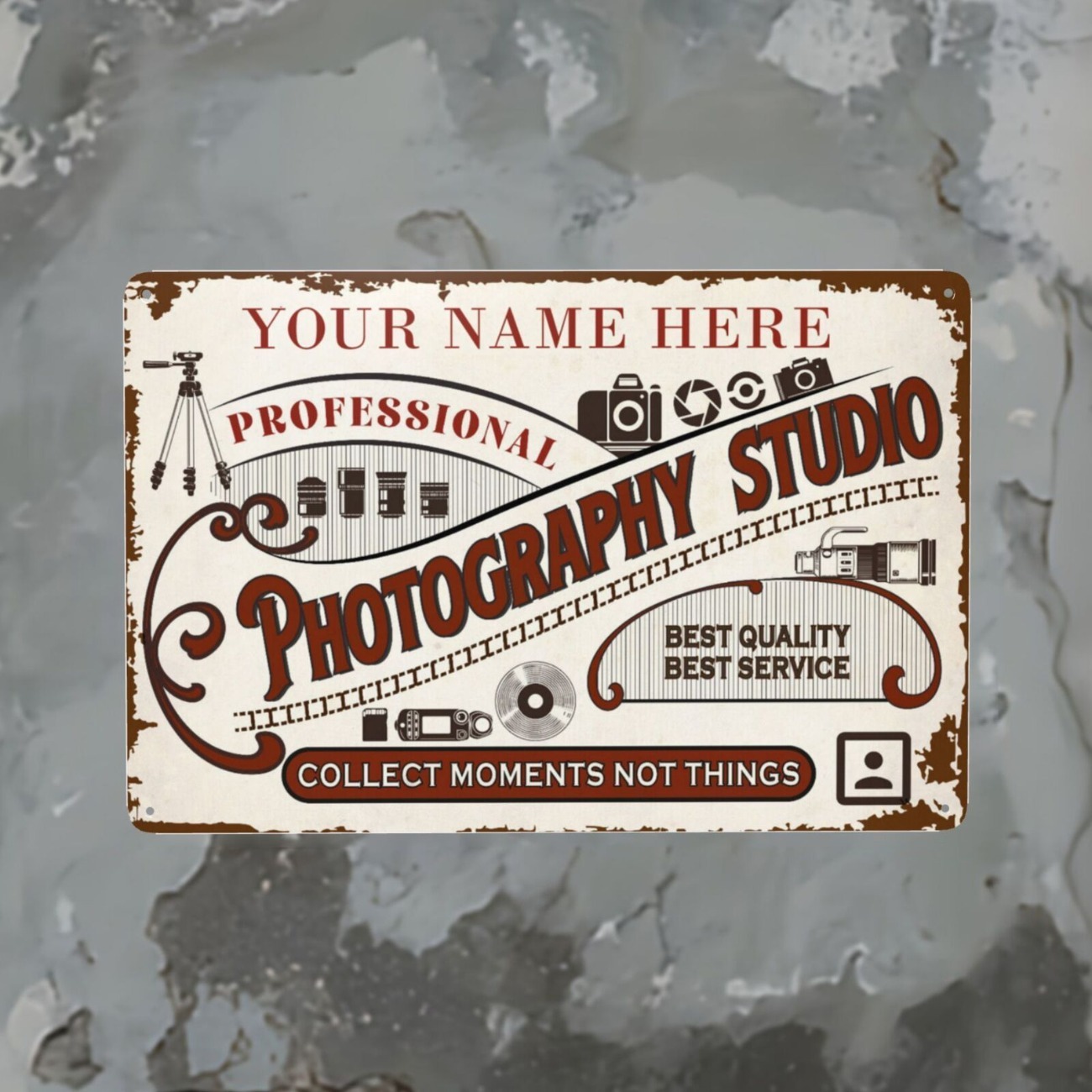 Custom Name Text Metal Sign Pe - Photography Studio ulasan dan harga