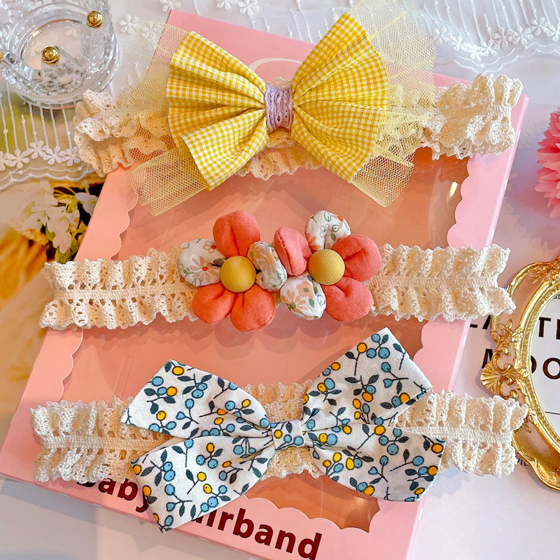 3Pcs/Lot Lace Bow Baby Headban - Photography Still Life ulasan dan harga