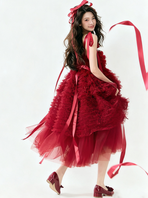 Red Tulle Skirt Artistic Birth - Photography Studio ulasan dan harga